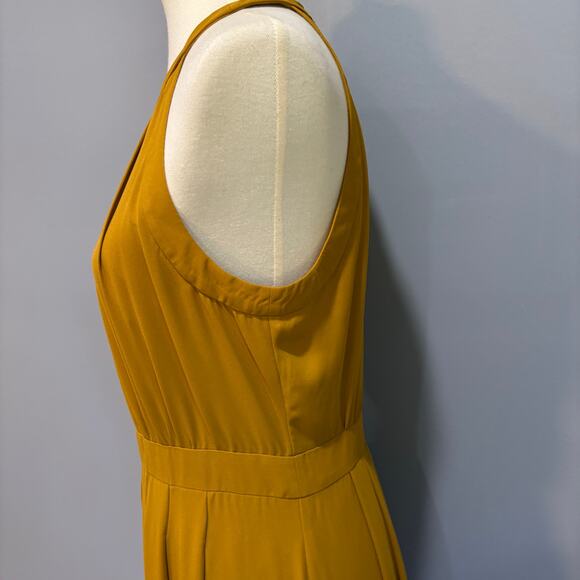 Mustard Yellow Banana Republic high-low high-collar dress, size 10 - Picture 6 of 11